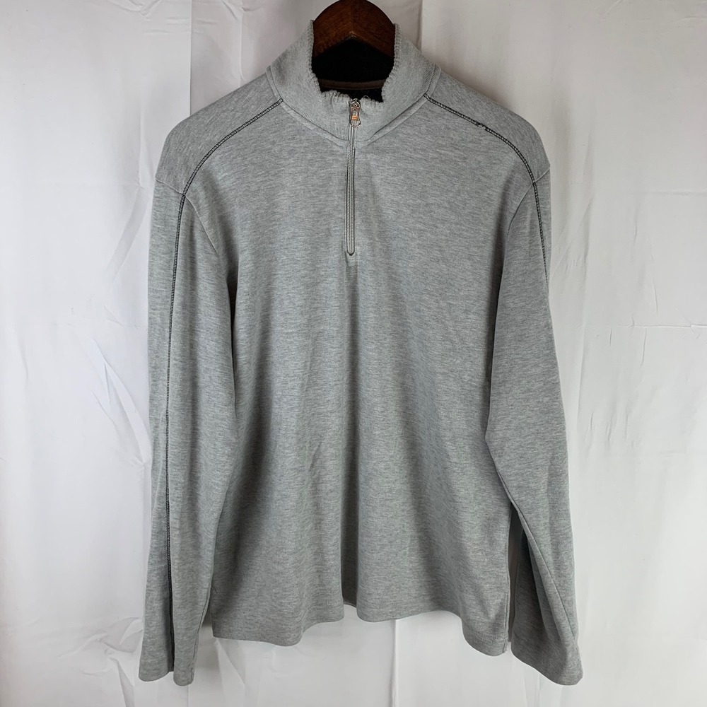 Robert Graham Quarter Zip Pullover Mens Medium Gray Classic‎ Fit Mock Neck